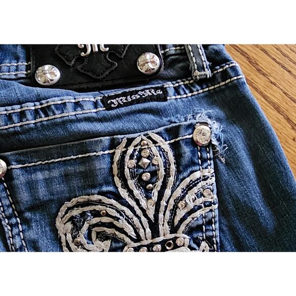 Miss Me Women JP5109G rhinestone studs embroidered distressed Jeggins size 25 EU - Picture 6 of 12